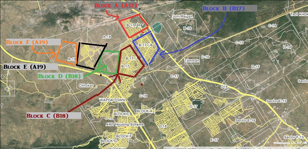 B17 Multi Garden Islamabad Location Map